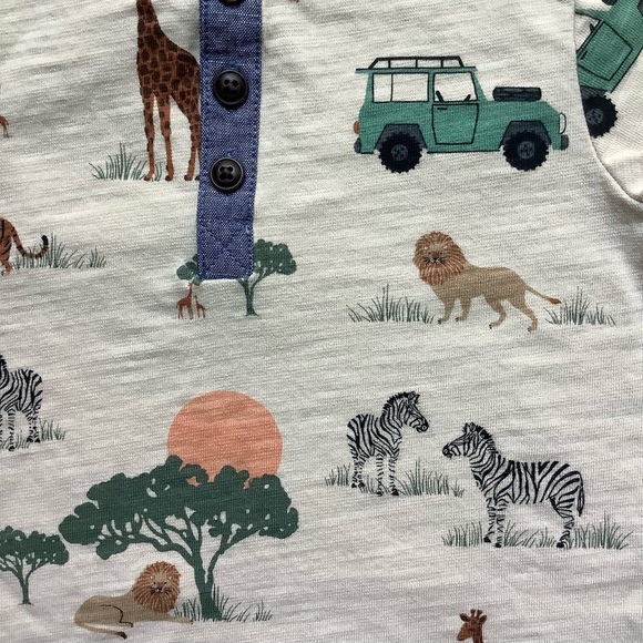 Gymboree,and Toddler Short Sleeve Henley Tops,Wild Safari,12-18 Months - Picture 5 of 6